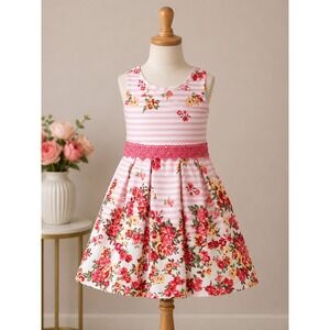 Beautees Striped Pink and Floral Dress NWOT Size 4T